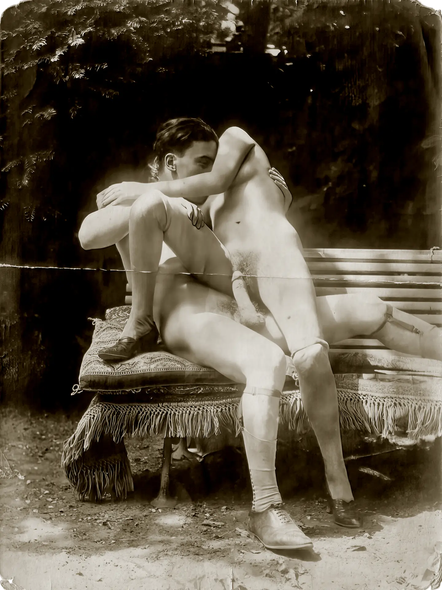 Vintage nudist porn photo Passionate antique girl desperately tries to sit on a big cock