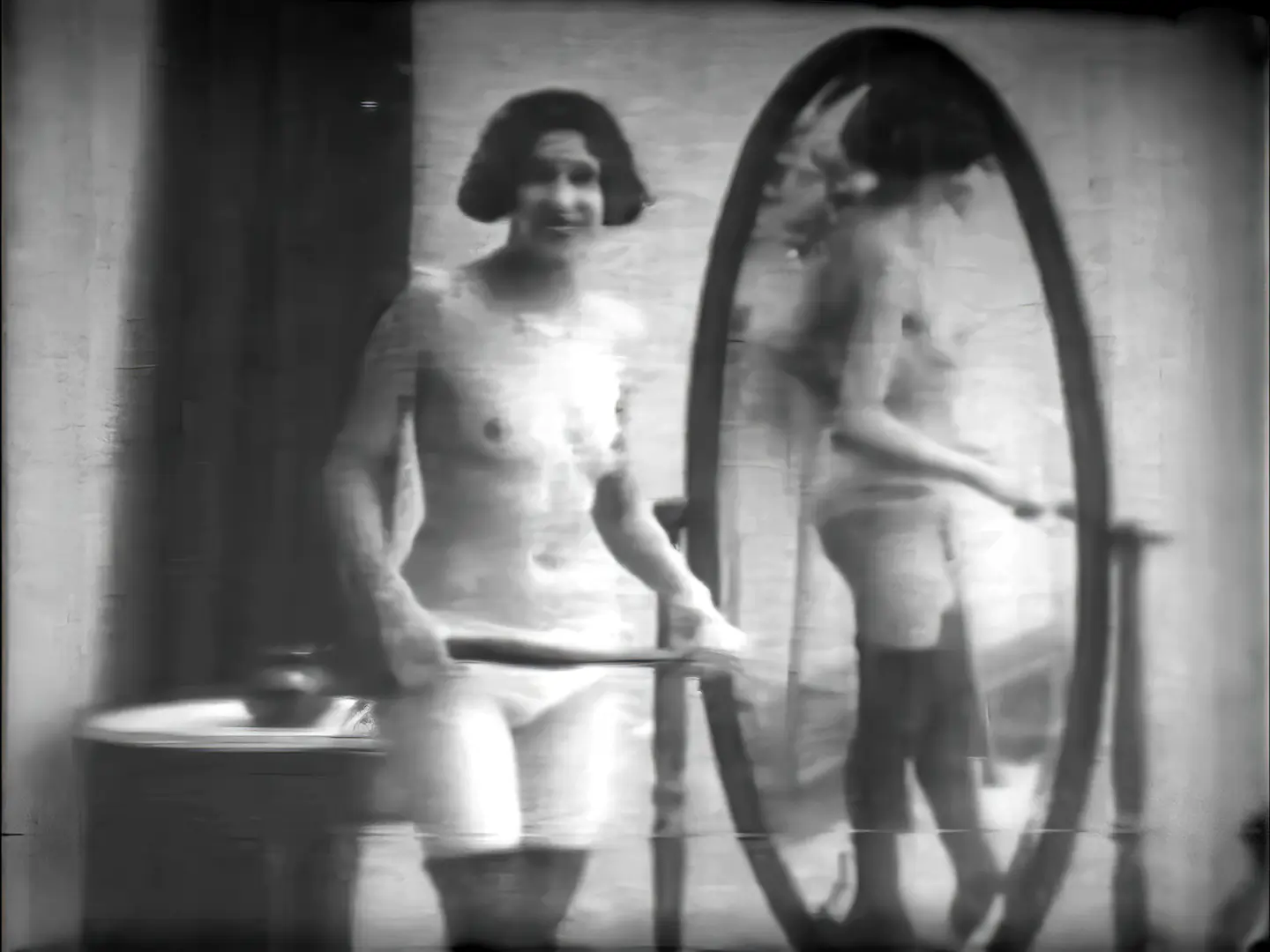 Vintage silent film porn video Nasty Babes Beat Each other with Whips
